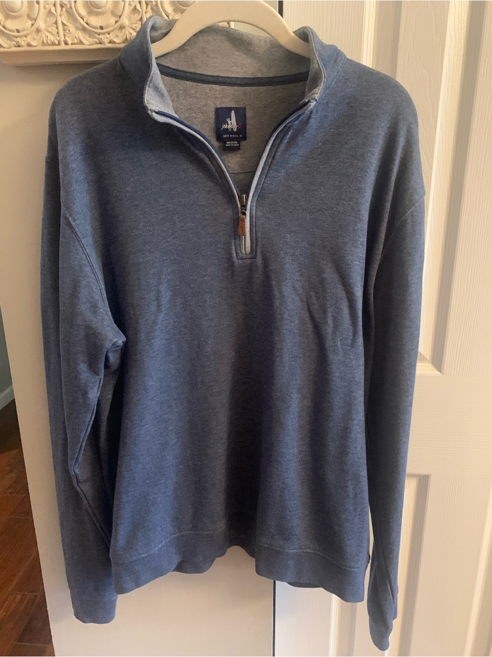 johnnie-O Men's Blue Quarter Zip Pullover - M
